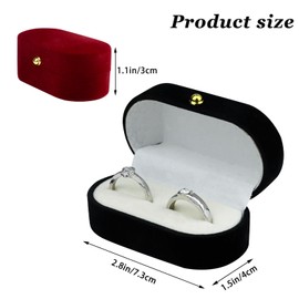 WisePoint 2-slot Ring Box, Velvet Ring Box Oval Ring Holder for Engagement and Wedding, Luxurious Jewellery Gift Box for Rings, Stud Earrings, Brooches (black)