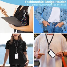 Cotsena Lanyards for ID Badges Colorful Paw Print Retractable Badge Holder Removable Lanyard Keychain Vertical ID Protective Holder for Nurse Teacher Student Office
