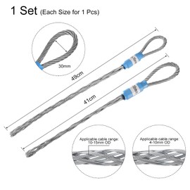 MECCANIXITY 4-10MM & 10-15MM Single Head Wire Threader Cable Socks Puller Galvanized Steel Wire Cover Grip Tube Net Pipe Suitable for Conduit Wire Rope - 1 Set