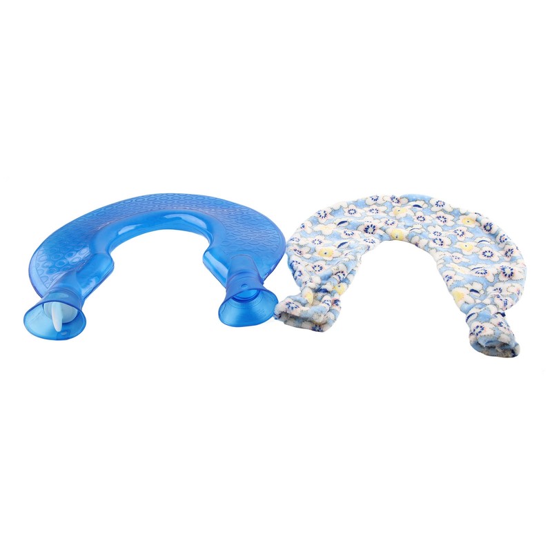 1400ml U Shaped Hot Water Bag Translucent Blue PVC Heating