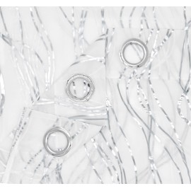 Intimates Window Voile Semi Transparent Sheer Curtains, Window Voile Curtains for Bedroom and Living, Metallic Pattern Silver, Gold, Ringtop Header (Silver, 59" width x 48" drop)