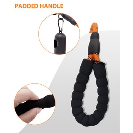 Hilkycton Heavy Duty Dog Leash, 4/5/6FT Reflective Rope Dog Leash with Soft Padded Handle, Strong Dog Leash for Small Medium Large Breed Dogs with Poop Bag Holder, Orange, 5'*1/2''