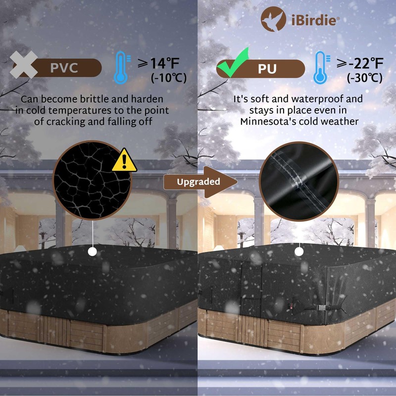 iBirdie Outdoor Waterproof Rectangular Hot Tub Cover 85 x 73