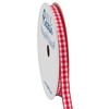 Ribbli Red and White Gingham Ribbon,100% Polyester Woven Edge,1/4 Inch