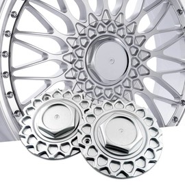 RhinoTuning 168mm (6.61in) Wheel Center Caps Compatible with BBS RS Style 5 Rims 09.24.028 Silver Hub Covers