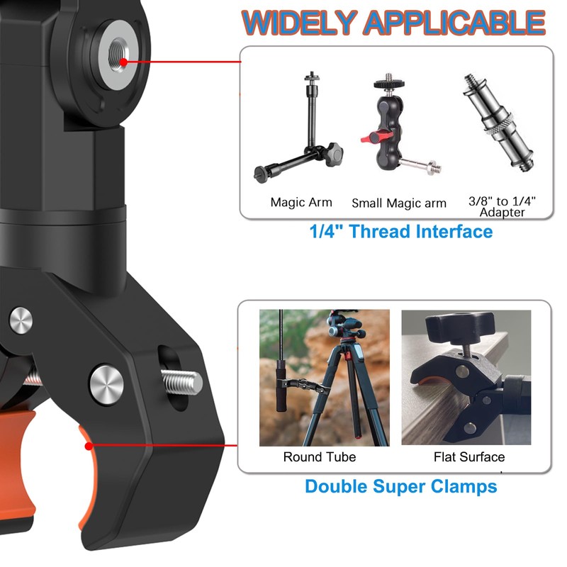 UNSTINCER Double Super Clamp, Stable Magic Arm Mount Bracket for
