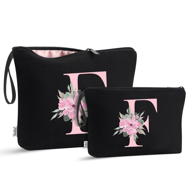 Vavabox 2 Pcs Initial Toiletry Bags Set,Birthday Gifts for Women,Travel
