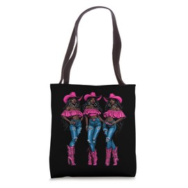 Black African American Cowgirl Western Country Texas Rodeo Tote Bag