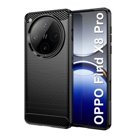 HEYUS Case for Oppo Find X8 Pro, Shock-Absorption Brushed Flexible Soft Carbon Fiber Protective Cover for Oppo Find X8 Pro- Black