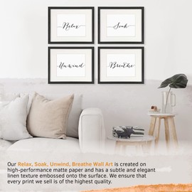 DREAM BIG PRINTABLES Relax Soak Unwind Breathe Wall Art Bathroom Decor (Set of 4) - Unframed - 8x10s