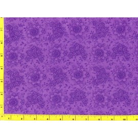NA Dark Purple Flowers & Bouquets on Lighter Purple By The Yard CFLPUR03835