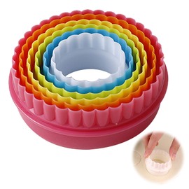 EsiFare 6 Sets Cookie Cutters, Round Cookie Cutters, Round Cookie Cutters, Round Cookie Cutters, Wave Shapes, Round Flower Shapes, Cookie Cutter Set, Diameter Approximately 3.9 x 1 Diameter