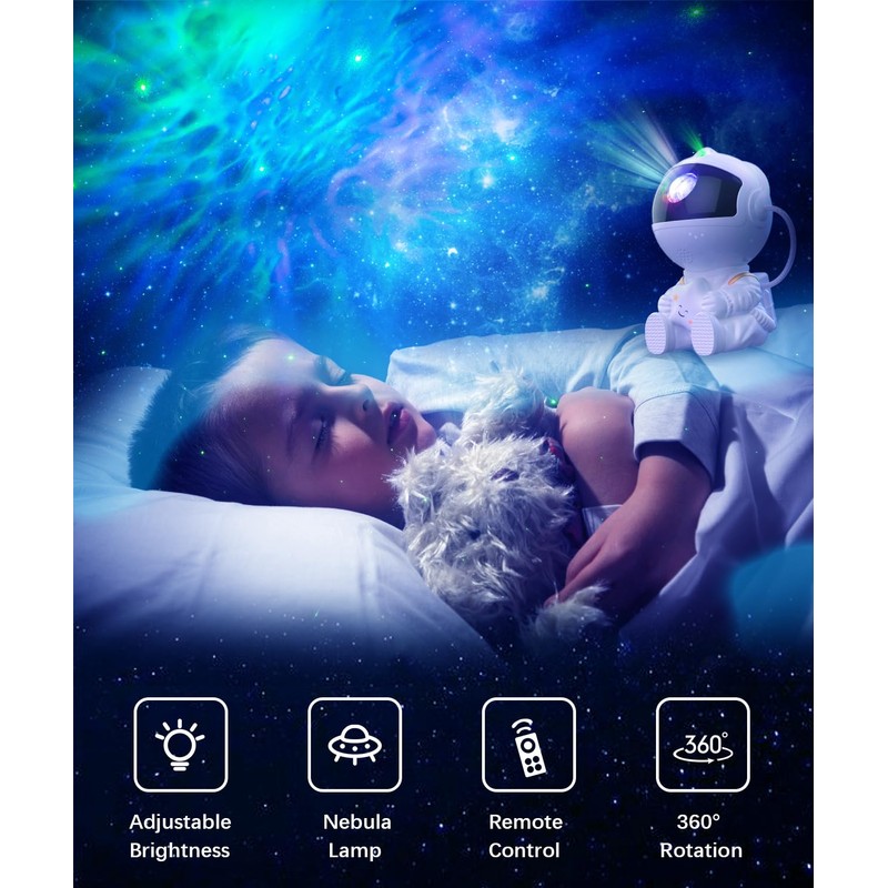 Astronaut Galaxy Projector, 360° Adjustable Star Projector Night Light, Nebula