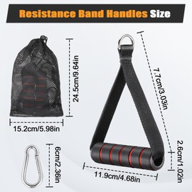 2Pcs Resistance Band Handles, Ergonomic Pull Up Handles Cable Machine Attachments, Comfortable Non-slip D Handles Gym Accessories, Gym Handles with 2 Carabiner Hooks for Tricep Strength Exercise
