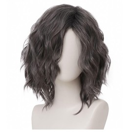 Salaibs Grey Short Mens Wig Synthetic Anime Gray Layered Natural Looking realistic Side Part Hair Wig Cosplay Costume Wig Unisex