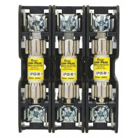 Open Fuse Block, 0 to 30A Amp Range, 600V AC/DC Volt Rating, 3 Poles, Pressure Plate - 1 Each