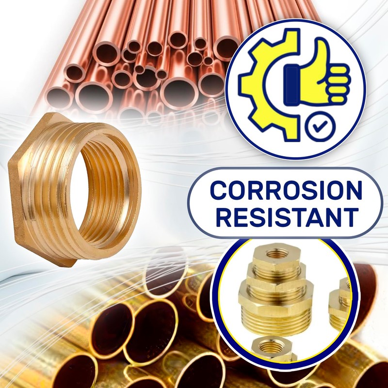 Brass Reducer Pipe Connector with External and Internal Thread 1