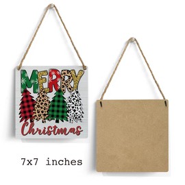 mmiishe Christmas Decor Christmas Decorations for Home Wall Art Farmhouse Wall Hanging Decor Christmas Plaid TreesWood Sign for Winter Festival Home Xmas Party Holiday Farm Front Door Porch Decor