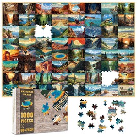 SHOXREM 1000 Pieces National Parks Jigsaw Puzzle - Vintage National Parks Puzzle for Adults, Perfect for Nature Lovers
