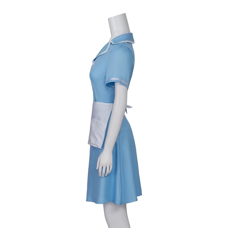 iSHOWcos Musical Waitress Cosplay Costume Women Blue Maid Dress Uniform