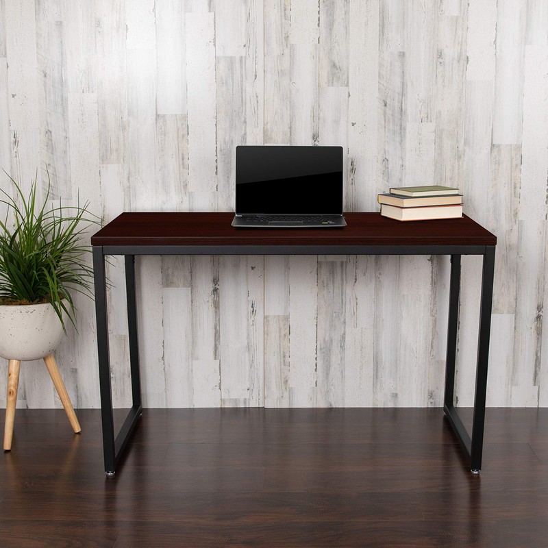 Flash Furniture Tiverton Industrial Modern Desk-Mahogany/Black Commercial Grade Computer Desk-47"