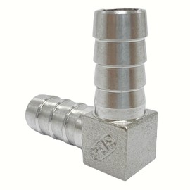304 Stainless Steel Hose Barb Fitting 90 Degree Elbow Right Angle L Shaped Connector 1" Barbed x 1" Barbed with 4pcs Hose Clamps (Pack of 2)