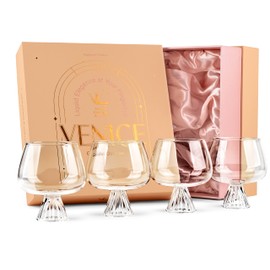 Venice Goblet Cocktail Glasses for Gin Tonic, Aperol Spritz,Sangria | Modern Glassware Collection | Set of 4 | 17 oz Light Borosilicate Glass Balloons for Home Bar Drinks