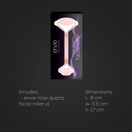 Envie Pink Rose Quartz Face Roller Massage Tool for Anti-ageing Skin Care, Reducing Eye Puffiness & Facial Sculpting