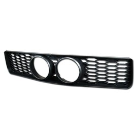 Glossy Black Honeycomb Mesh Hood Bumper Grill Grille Guard With Fog Lights Hole Compatible With 05-09 Ford Mustang GT