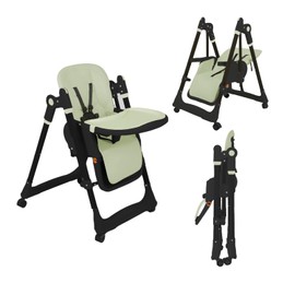 All-in-One Baby High Chair | Reinforced Frame for Ultimate Stability | Convertible Rocking Chair, Adjustable Backrest, Lockable Wheels (Black Green)