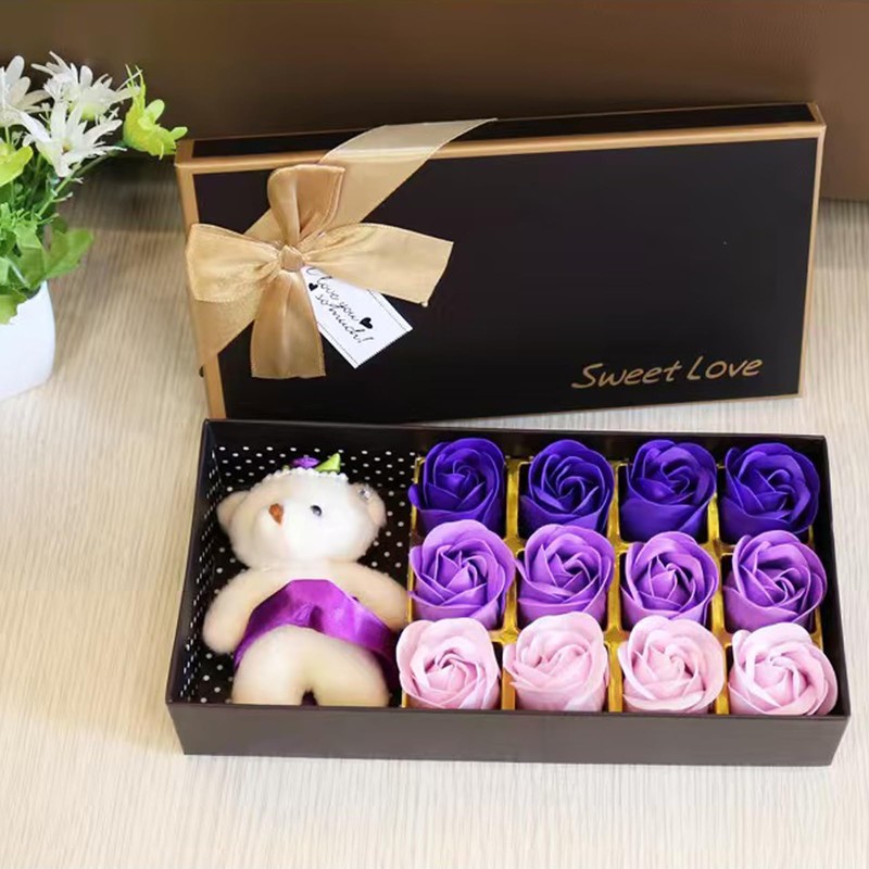 OFKP 12 Rose Soap Flower, Floral Scented Bath Soap, In