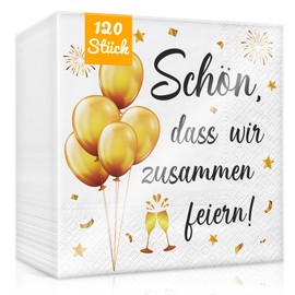 WenmthG Pack of 100 Napkins Birthday "Schön, dass wir zusammen feier" 33 x 33 cm – 100 Napkins 3-Ply Soft – Napkins Birthday, Christmas