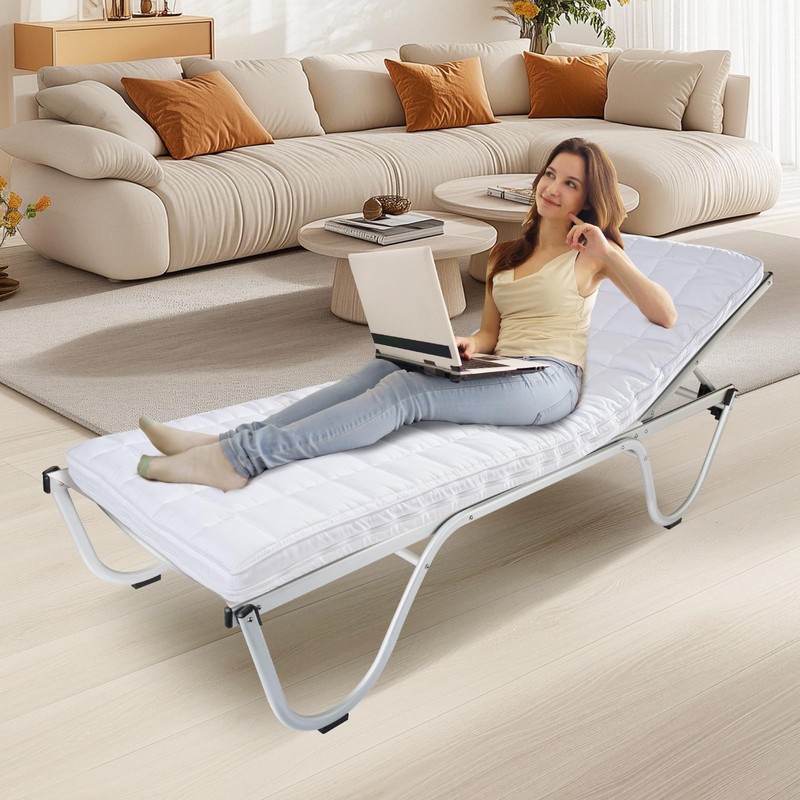 Aurour 4Inch Cot Mattress Topper, Quilted Soft Portable Pads for