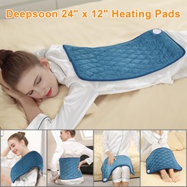 Weighted Heating Pad-Electric Heating Pads for Back,Neck,Abdomen,Moist Heated Pad for Shoulder,Knee,Hot Pad for Arms and Legs,Dry&Moist Heat & Auto Shut Off(Weighted Deepskyblue,12''×24'')