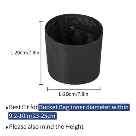 NOTAG Purse Organizer Insert Nylon Round Bucket Bag Organizer for Handbag Small Tote Dividers Insert (Black)
