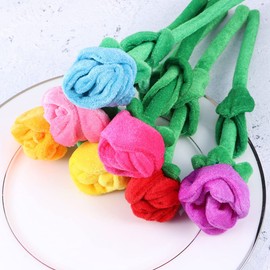 Kisangel 7PCS Plush Rose Flower Rose Bouquet Stuffed Toy Artificial Roses Flower Curtain Straps for Restaurant Office Hotel Home Girls (Mixed Color)