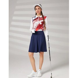 Soneven Women Long Sleeve Patriotic Golf Shirts American Flag Polo 4th of July Shirts
