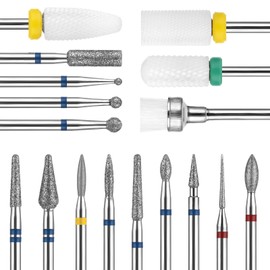 Sibba 17-Teiliges Nagelbohrer Bits Set Entfernen Nagelhaut Kit Nagelfräser Cuticle Fräser Bit Schleifkörper für Gelnägel Maniküre Pediküre Acryl Schleifköpfe Hartmetall Maschine Zubehör (3/32" 2.35mm)
