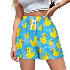 Ysidec Lovely Rubber Duck Women Shorts Beach Casual Athletic High Waist Drawstring Shorts 2XL