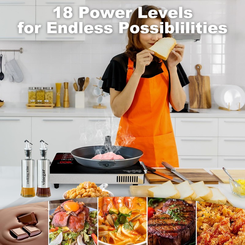 1800W Portable Infrared Cooktop Single Burner Electric Stove Ceramic Glass