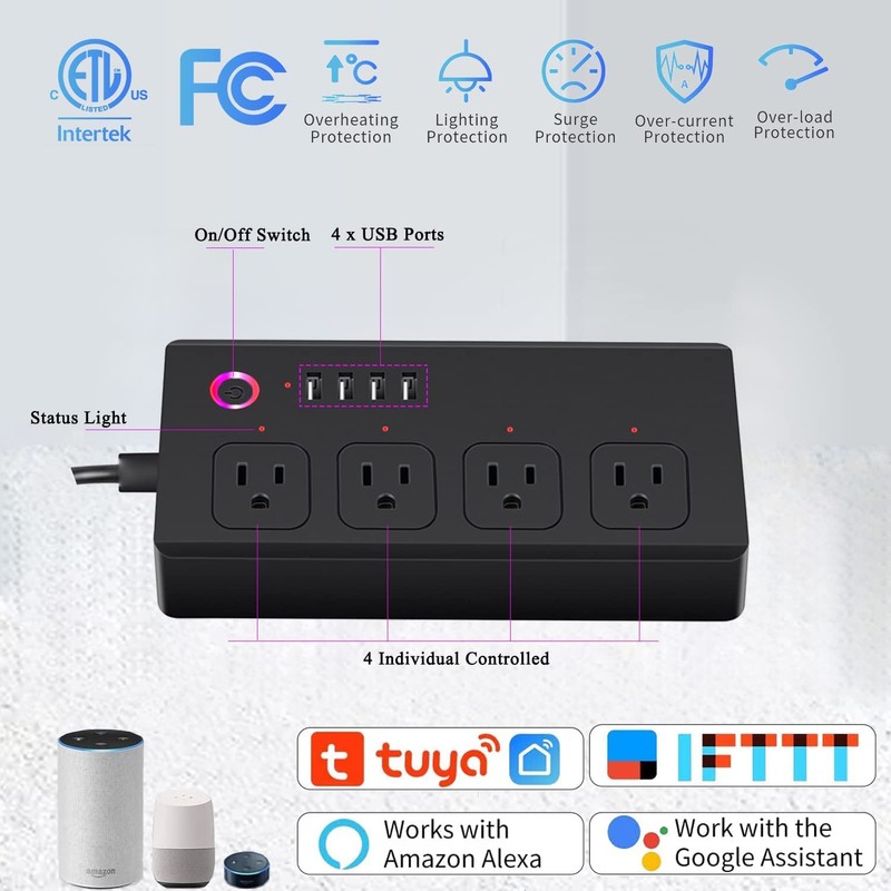 ZigBee Power Strips, Smart Power Strip Surge Protector PD 20W,