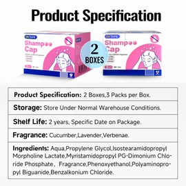 OK TAPE No Water Shampoo Caps (6-Pack) | Rinse Free Shampoo and Conditioning Shower Cap | Microwaveable Shampoo Caps | Cucumber, Lavender, Verbenae 3 Fragrances