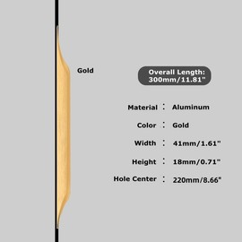 Shozafia 5 Pack Finger Pulls for Cabinets, Streamlined Long Concealed Handle for Home Kitchen Door Drawer Cabinet, Mount Finger Edge Tab Pull Aluminum (Golden,300mm/11.81" Overall Length)