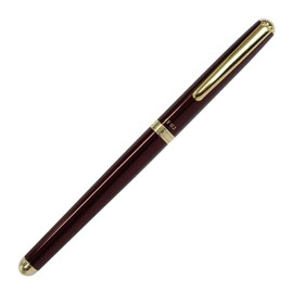 オート OHTO FF02 Gold Parts Model Fountain Pen, Schmidt Iridium Gilded Nib, Aluminum Barrel with Gold-Plated Brass, Wine Finish, Includes FCR-6 Black Ink Cartridge, FF02-GWI