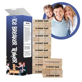Ice Breaker Tower Family & Date Night Wooden Tower Game – Laugh, Stack, and Connect!