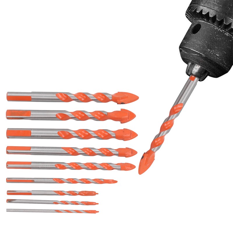 9Pcs Masonry Drill Bits Set Cemented Carbide Industrial Strength Carbide