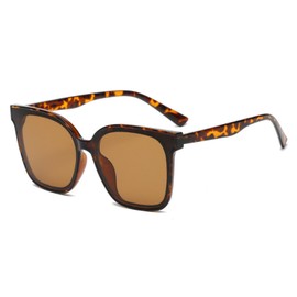 qinqilanqi-S Retro Sunglasses for Men Women Classic 70s Vintage Square Rotundity Sunglasses, Fashionable Cat Eye Glasses UV400, Leopard/Tee