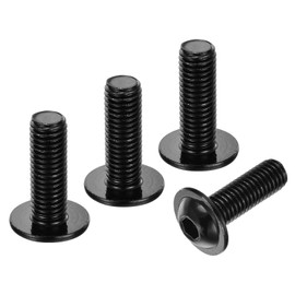 sourcing map 20Pcs M10-1.5x30mm Flanged Button Head Socket Cap Screws, 304 Stainless Steel Socket Drive Fasteners Bolts, Fully Thread Machine Screws, Black