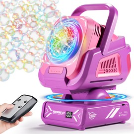 2025 Upgraded Bubble Machine with Remote Control, Automatic Rotation & RGB Lights, 1800mAh Rechargeable Battery, Type-C Charge, Bubble Maker for Kids, Weddings, Birthday Parties, Outdoor Activities