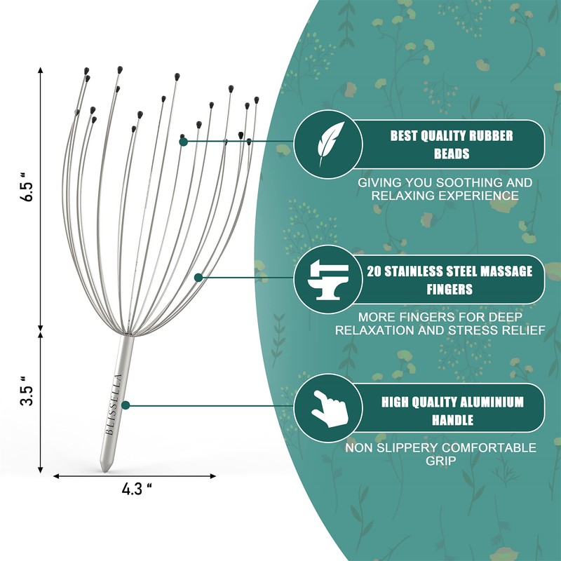 Blissella Massage Kit - 20 Fingers Head Massager Scalp with